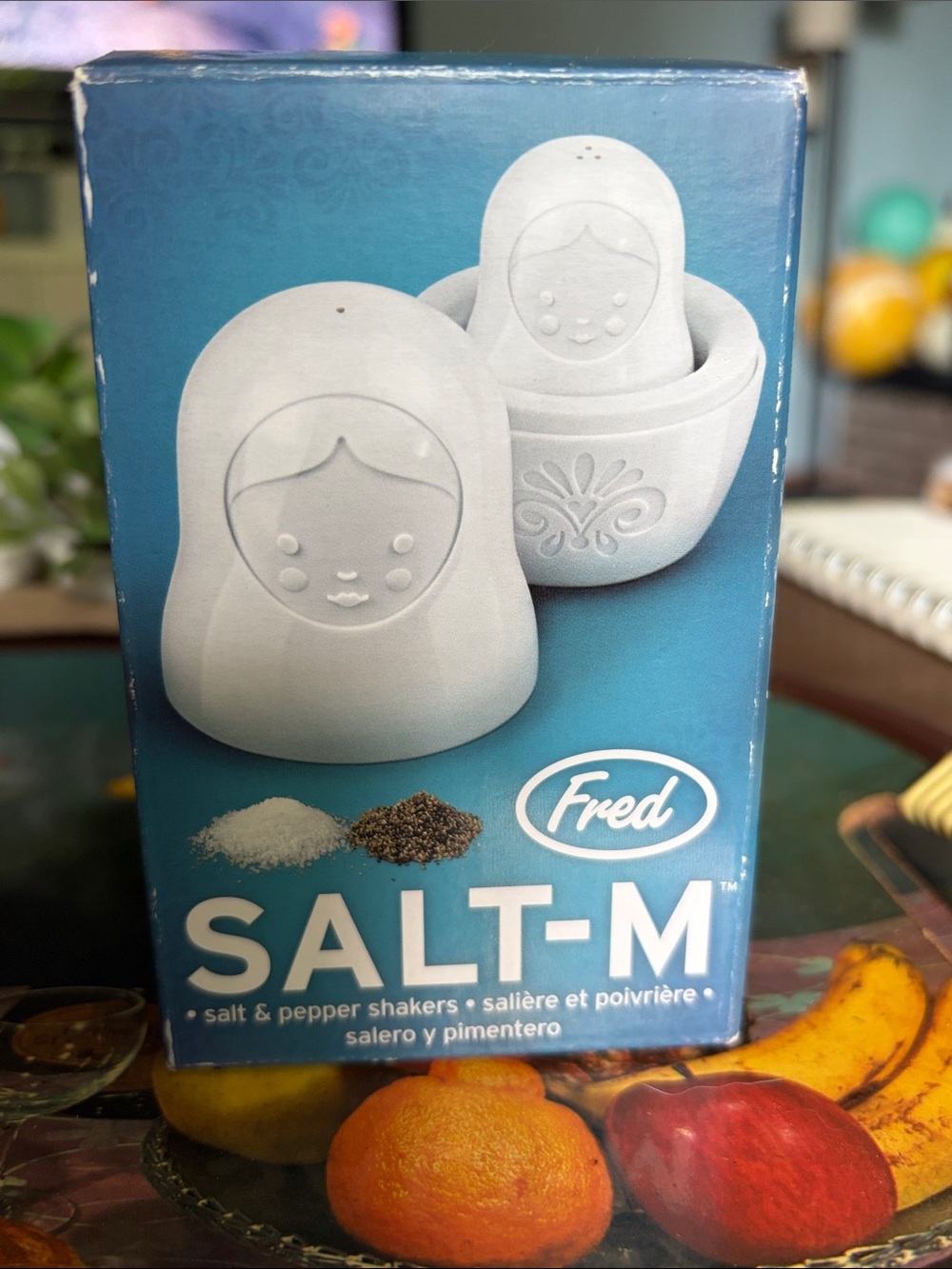 NIB Fred White Nesting Matryoshka Salt & Pepper Shakers